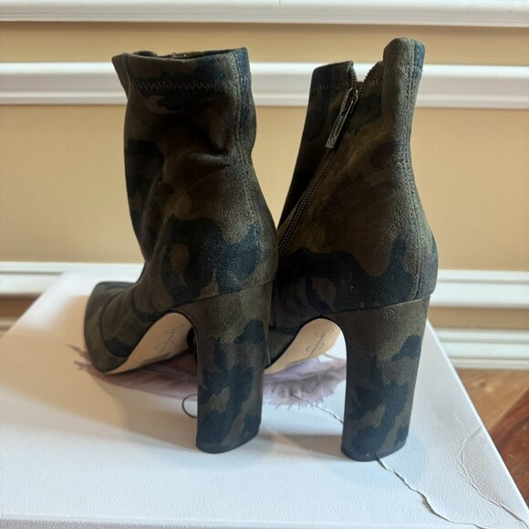 Jessica Simpson Suede Camo Point Toe Heeled Boots 7 NEW in box - Picture 3 of 5
